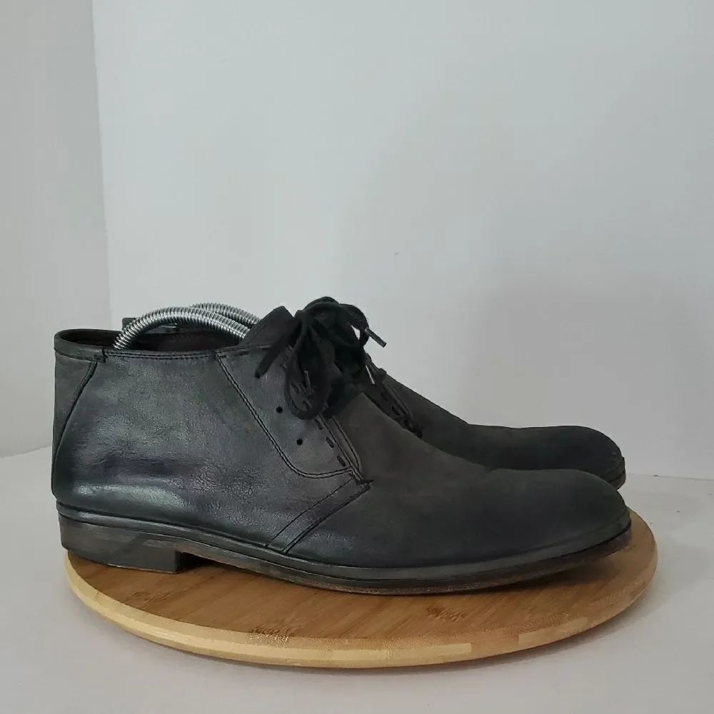 John Varvatos Black Leather Chukka Boots Men's Size 10.5